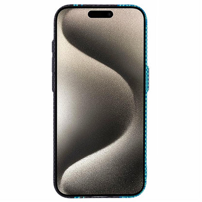 For iPhone 15 Pro Case Compatible with MagSafe Carbon Fiber Texture Water-Transfer PC Phone Cover