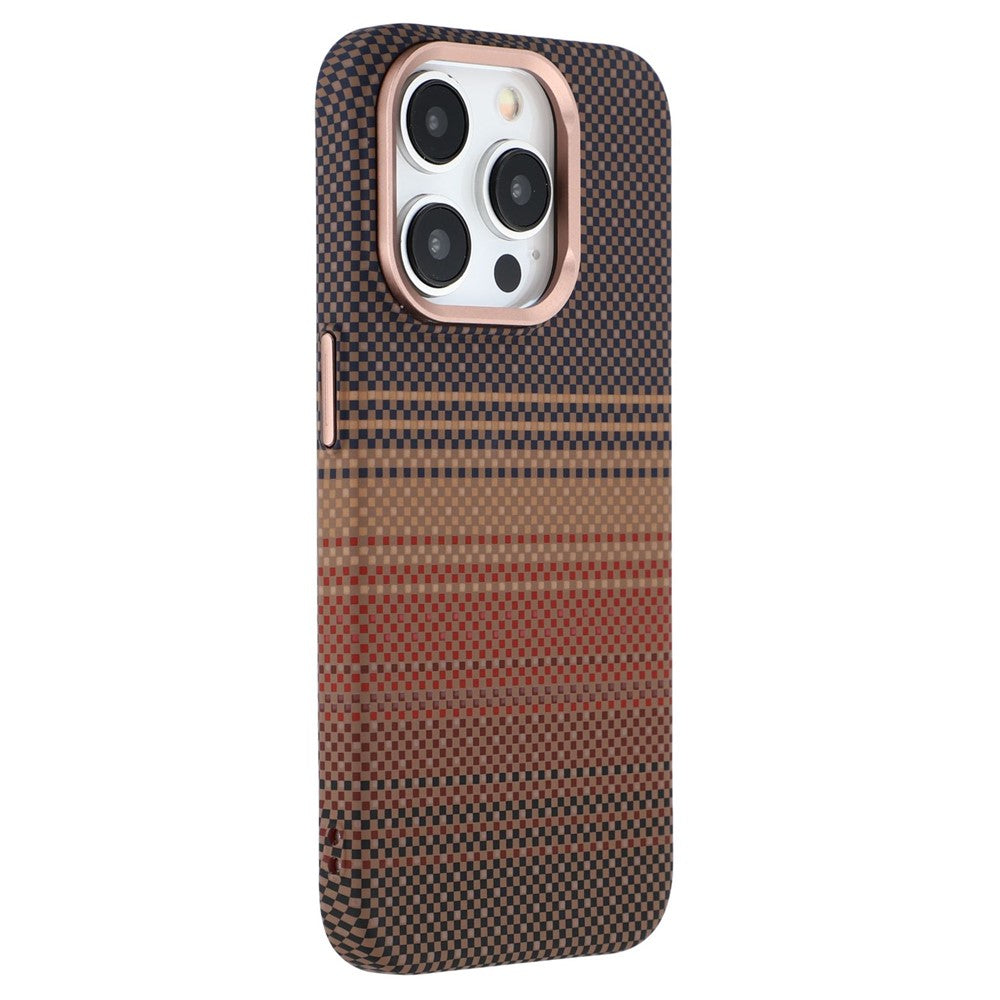 For iPhone 15 Pro Case Compatible with MagSafe Carbon Fiber Texture Water-Transfer PC Phone Cover