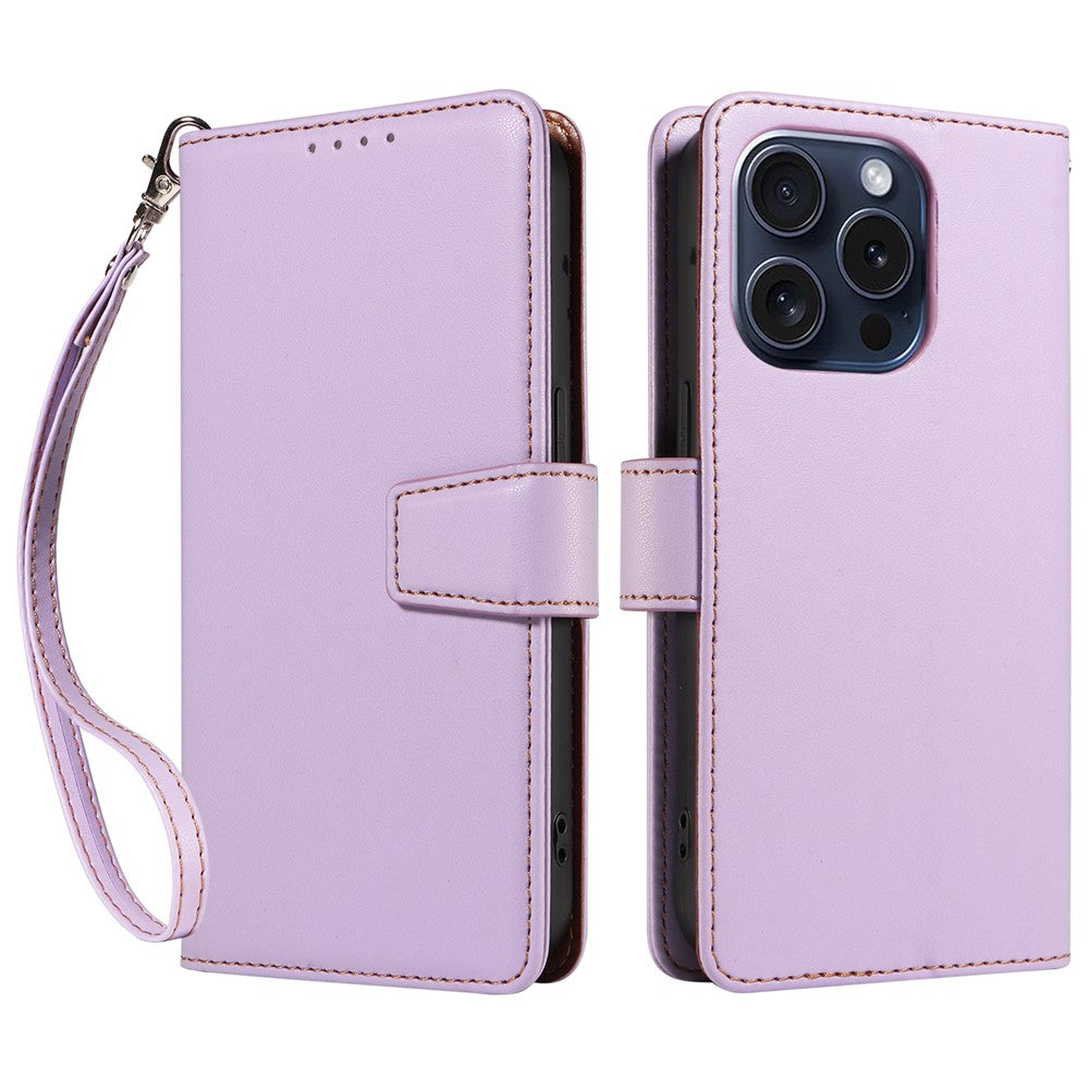 For iPhone 14 Pro Case RFID Blocking PU Leather Wallet Flip Phone Cover with Wrist Strap