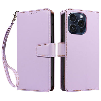 For iPhone 14 Pro Case RFID Blocking PU Leather Wallet Flip Phone Cover with Wrist Strap