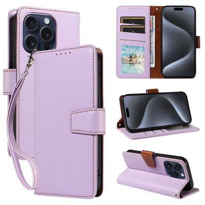 For iPhone 14 Pro Case RFID Blocking PU Leather Wallet Flip Phone Cover with Wrist Strap