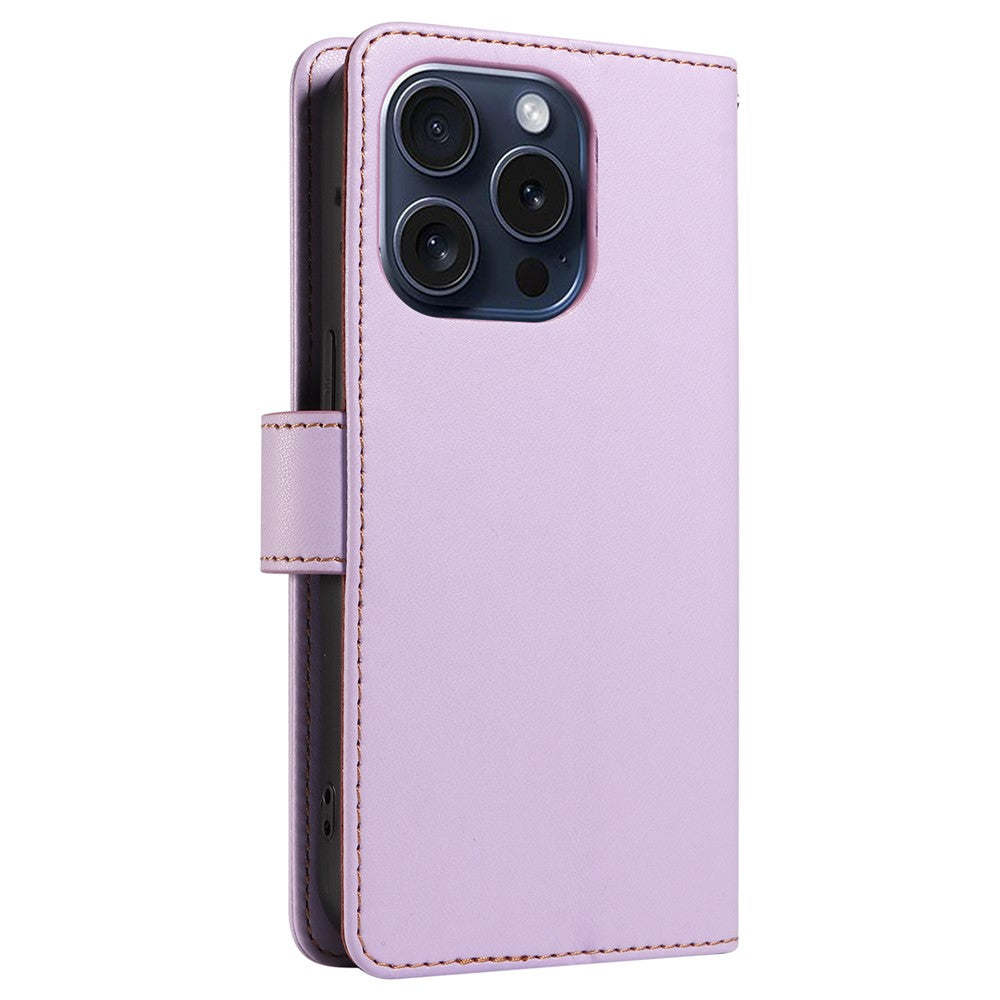 For iPhone 14 Pro Case RFID Blocking PU Leather Wallet Flip Phone Cover with Wrist Strap