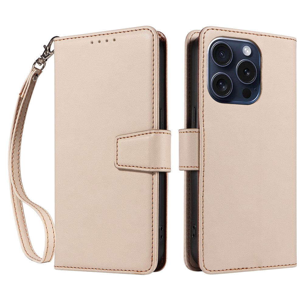 For iPhone 14 Pro Case RFID Blocking PU Leather Wallet Flip Phone Cover with Wrist Strap