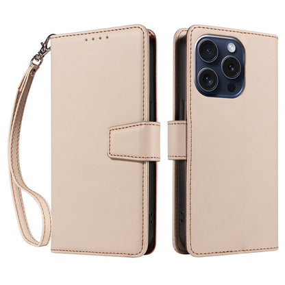 For iPhone 14 Pro Case RFID Blocking PU Leather Wallet Flip Phone Cover with Wrist Strap