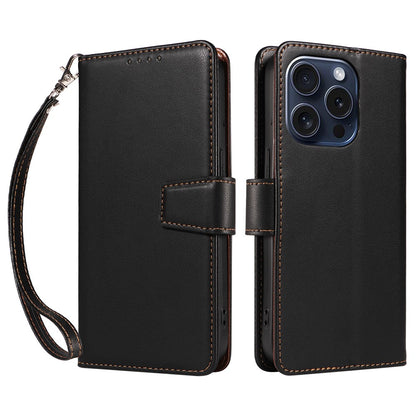 For iPhone 14 Pro Case RFID Blocking PU Leather Wallet Flip Phone Cover with Wrist Strap