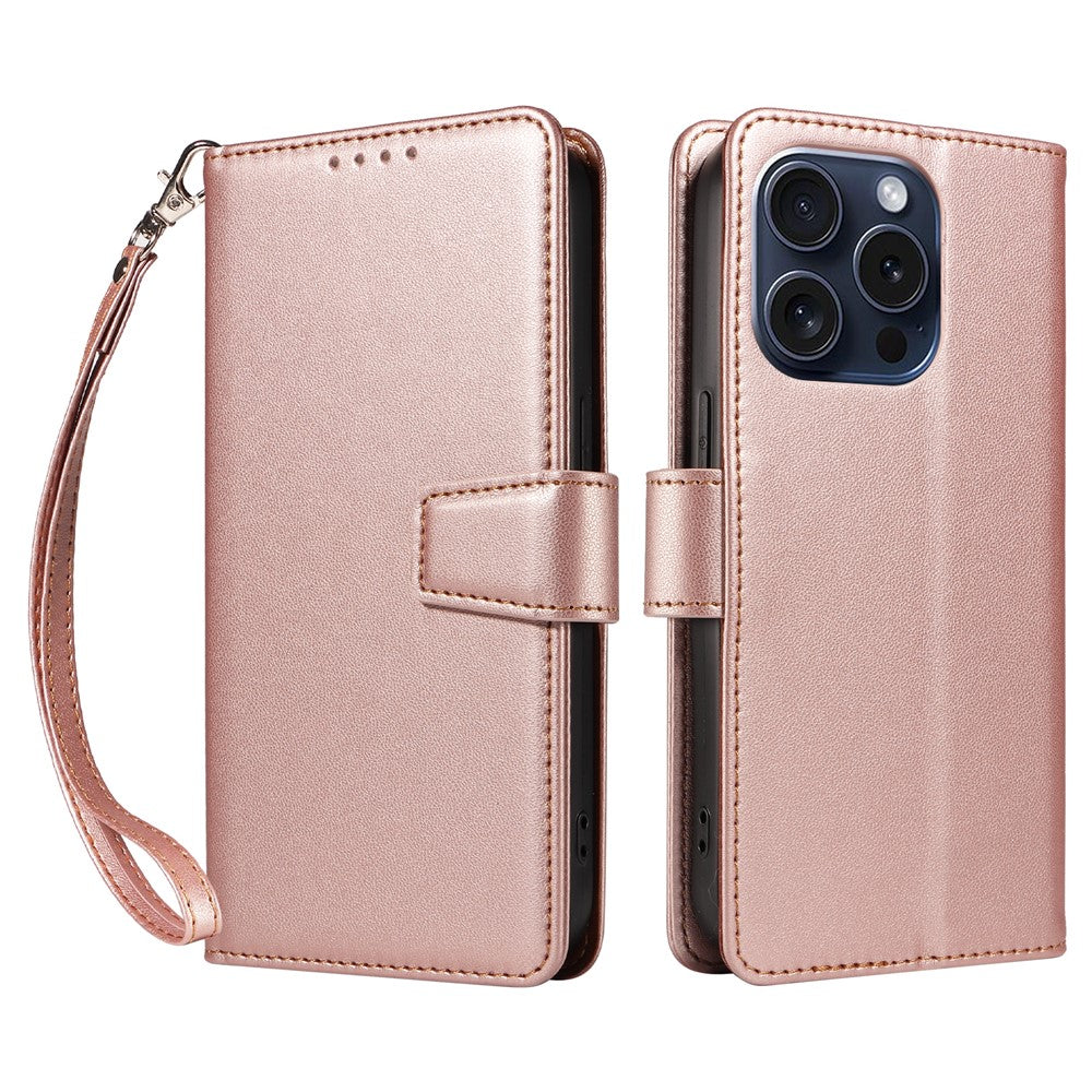 For iPhone 14 Pro Case RFID Blocking PU Leather Wallet Flip Phone Cover with Wrist Strap