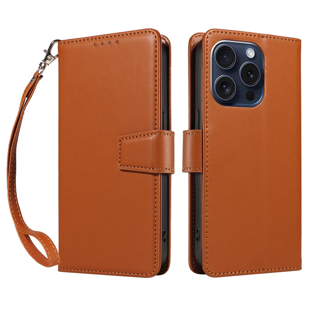 For iPhone 14 Pro Case RFID Blocking PU Leather Wallet Flip Phone Cover with Wrist Strap
