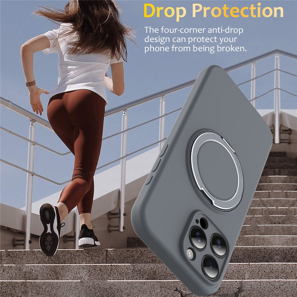 For iPhone 14 Pro Case Compatible with MagSafe Rotating Metal Kickstand PC + Silicone Phone Cover