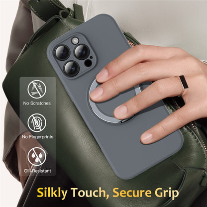 For iPhone 14 Pro Case Compatible with MagSafe Rotating Metal Kickstand PC + Silicone Phone Cover
