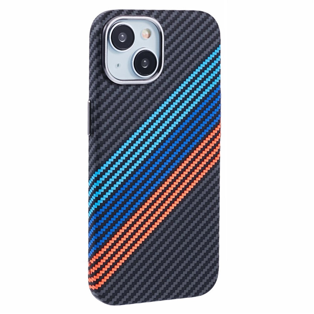 For iPhone 14 Case Compatible with MagSafe Carbon Fiber Texture Water-Transfer PC Phone Cover