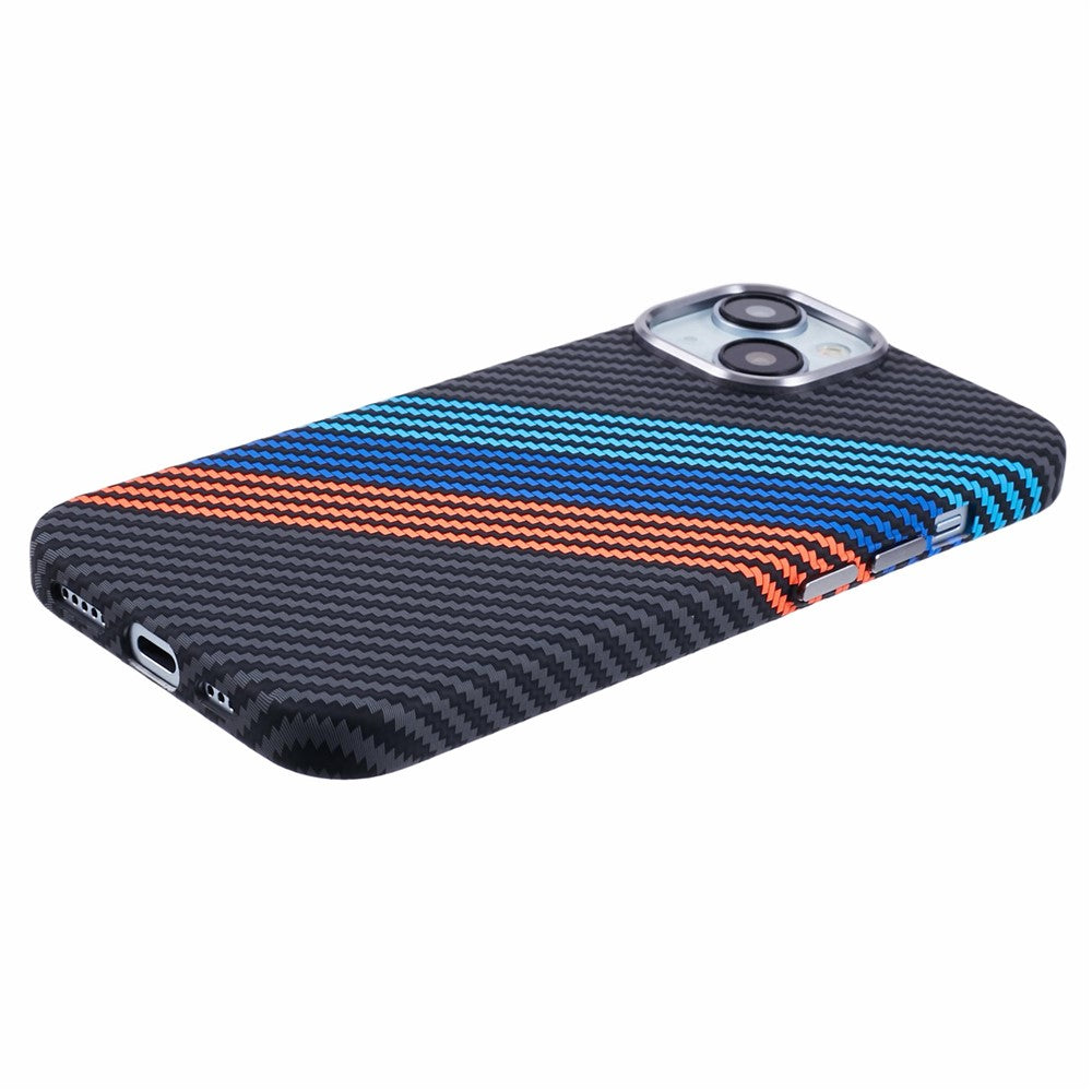 For iPhone 14 Case Compatible with MagSafe Carbon Fiber Texture Water-Transfer PC Phone Cover