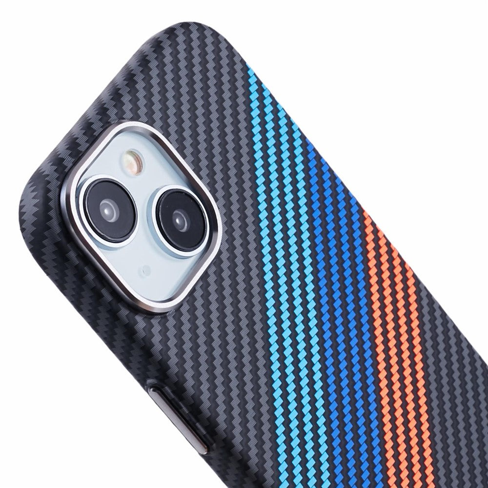 For iPhone 14 Case Compatible with MagSafe Carbon Fiber Texture Water-Transfer PC Phone Cover