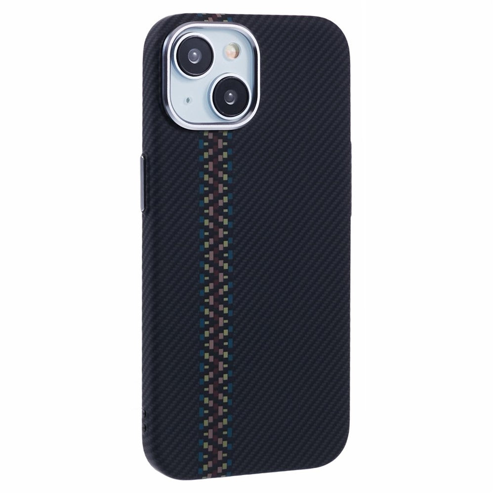 For iPhone 14 Case Compatible with MagSafe Carbon Fiber Texture Water-Transfer PC Phone Cover