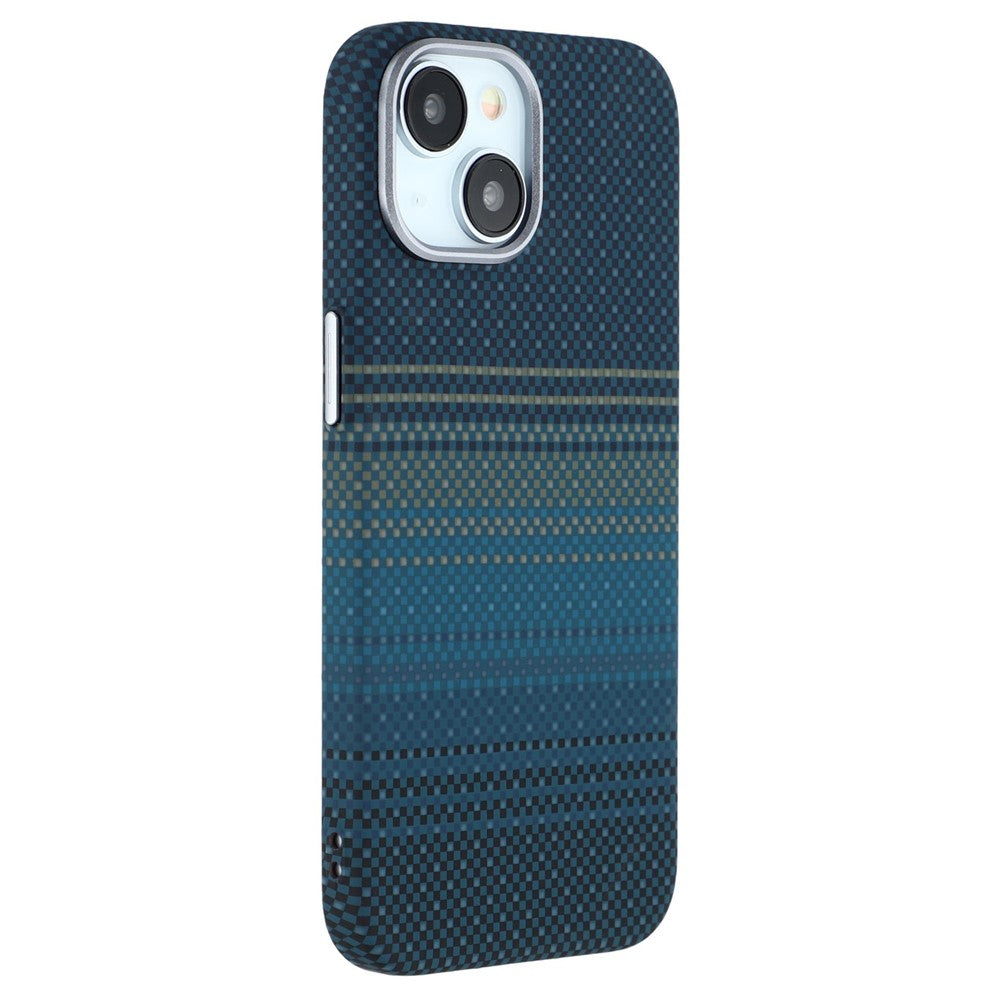 For iPhone 14 Case Compatible with MagSafe Carbon Fiber Texture Water-Transfer PC Phone Cover