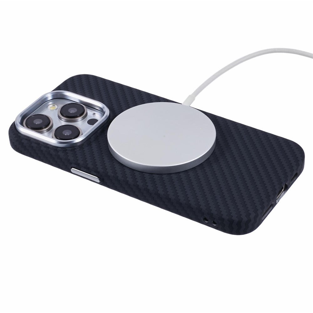 For iPhone 14 Pro Case Compatible with MagSafe Carbon Fiber Texture Water-Transfer PC Phone Cover