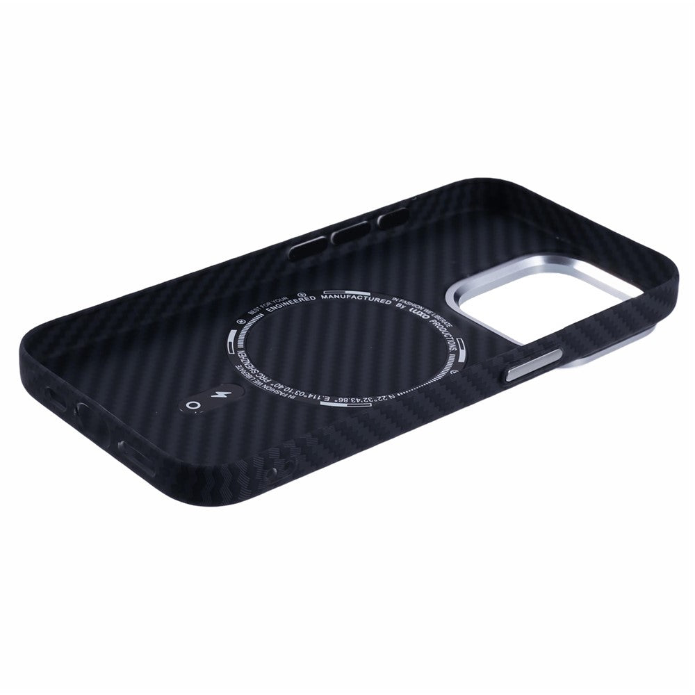 For iPhone 14 Pro Case Compatible with MagSafe Carbon Fiber Texture Water-Transfer PC Phone Cover