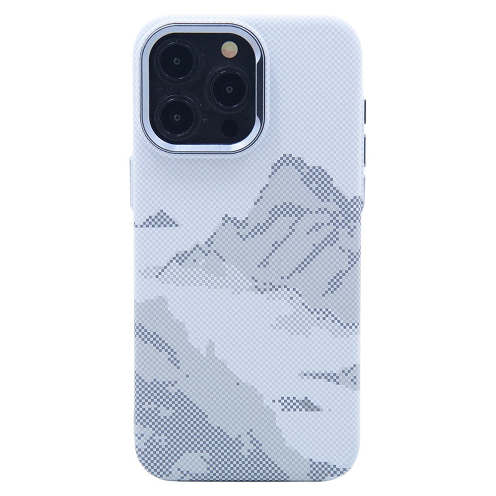 For iPhone 14 Pro Case Compatible with MagSafe Carbon Fiber Texture Water-Transfer PC Phone Cover