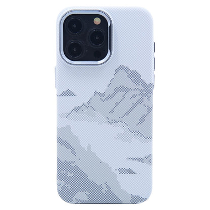 For iPhone 14 Pro Case Compatible with MagSafe Carbon Fiber Texture Water-Transfer PC Phone Cover
