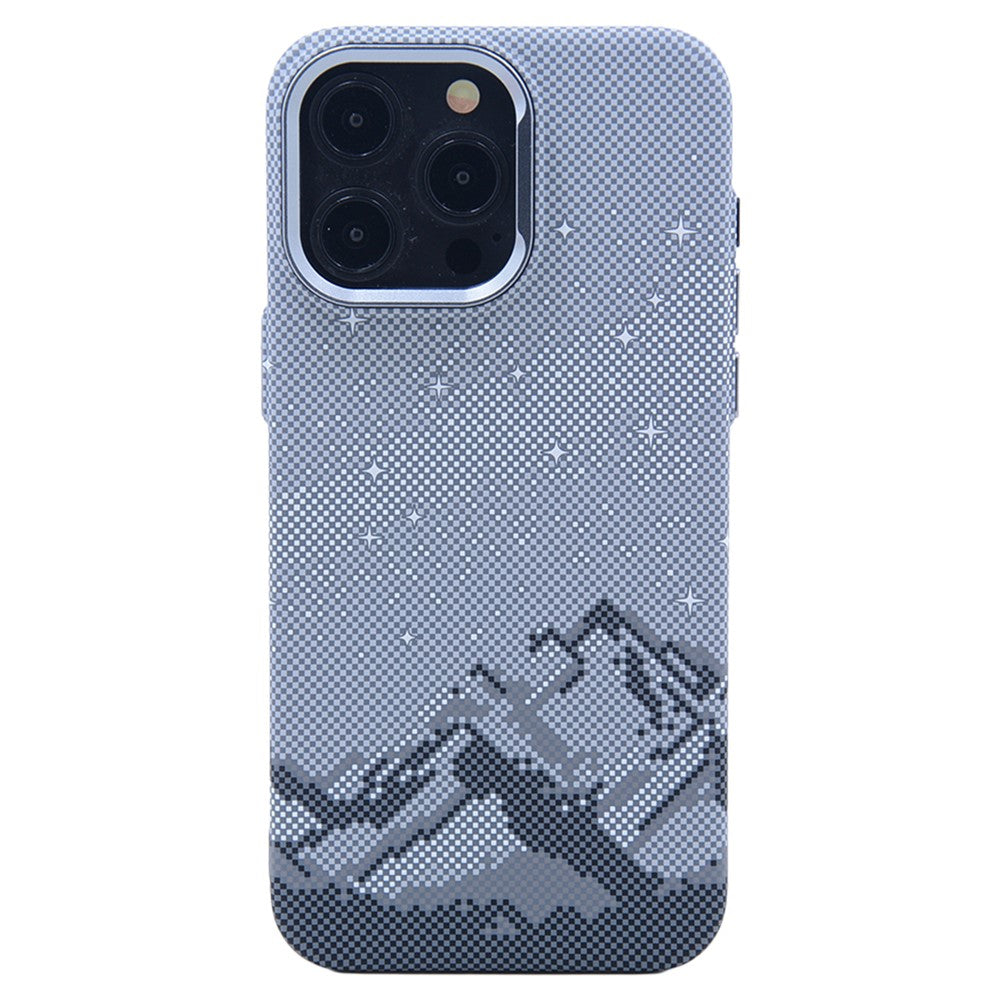 For iPhone 14 Pro Case Compatible with MagSafe Carbon Fiber Texture Water-Transfer PC Phone Cover