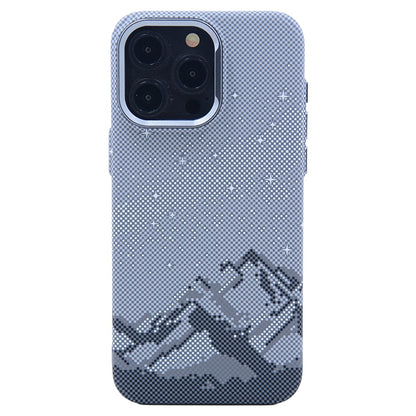 For iPhone 14 Pro Case Compatible with MagSafe Carbon Fiber Texture Water-Transfer PC Phone Cover