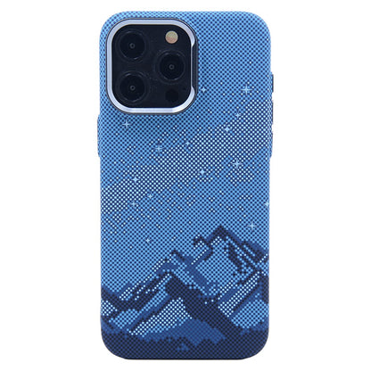 For iPhone 14 Pro Case Compatible with MagSafe Carbon Fiber Texture Water-Transfer PC Phone Cover