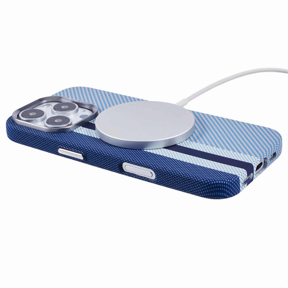 For iPhone 16 Pro Max Case Compatible with MagSafe Carbon Fiber Texture Water-Transfer PC Phone Cover