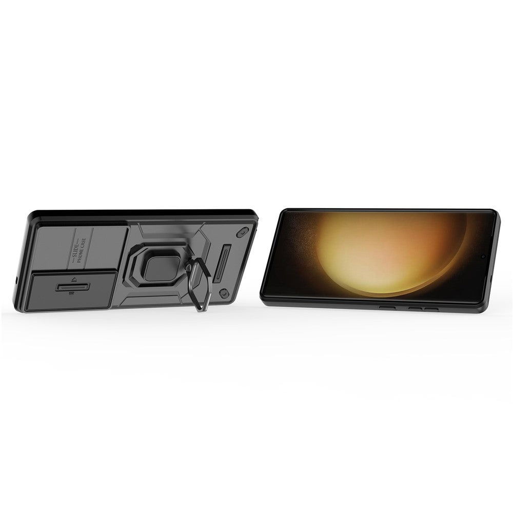For Samsung Galaxy S25 Ultra Case PC+TPU Kickstand Phone Protector with Lens Cover