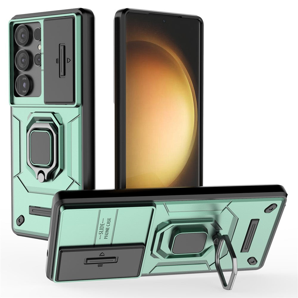 For Samsung Galaxy S25 Ultra Case PC+TPU Kickstand Phone Protector with Lens Cover