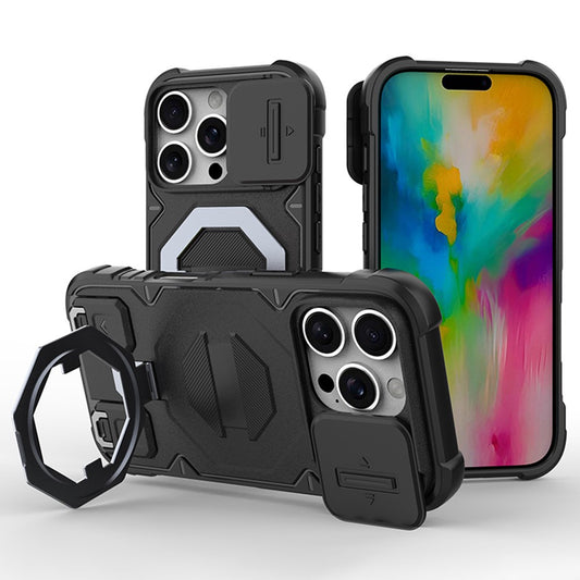 For iPhone 16 Pro Max Case Compatible with MagSafe PC+TPU Kickstand Phone Cover with Lanyard