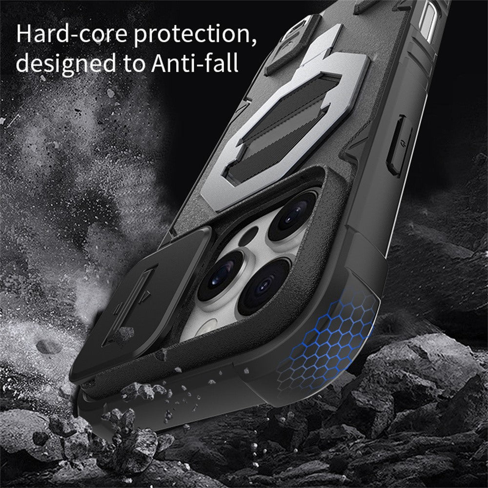 For iPhone 16 Pro Max Case Compatible with MagSafe PC+TPU Kickstand Phone Cover with Lanyard
