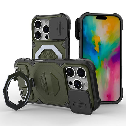 For iPhone 16 Pro Max Case Compatible with MagSafe PC+TPU Kickstand Phone Cover with Lanyard