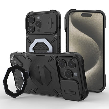For iPhone 15 Pro Max Case Compatible with MagSafe PC+TPU Kickstand Phone Cover with Lanyard