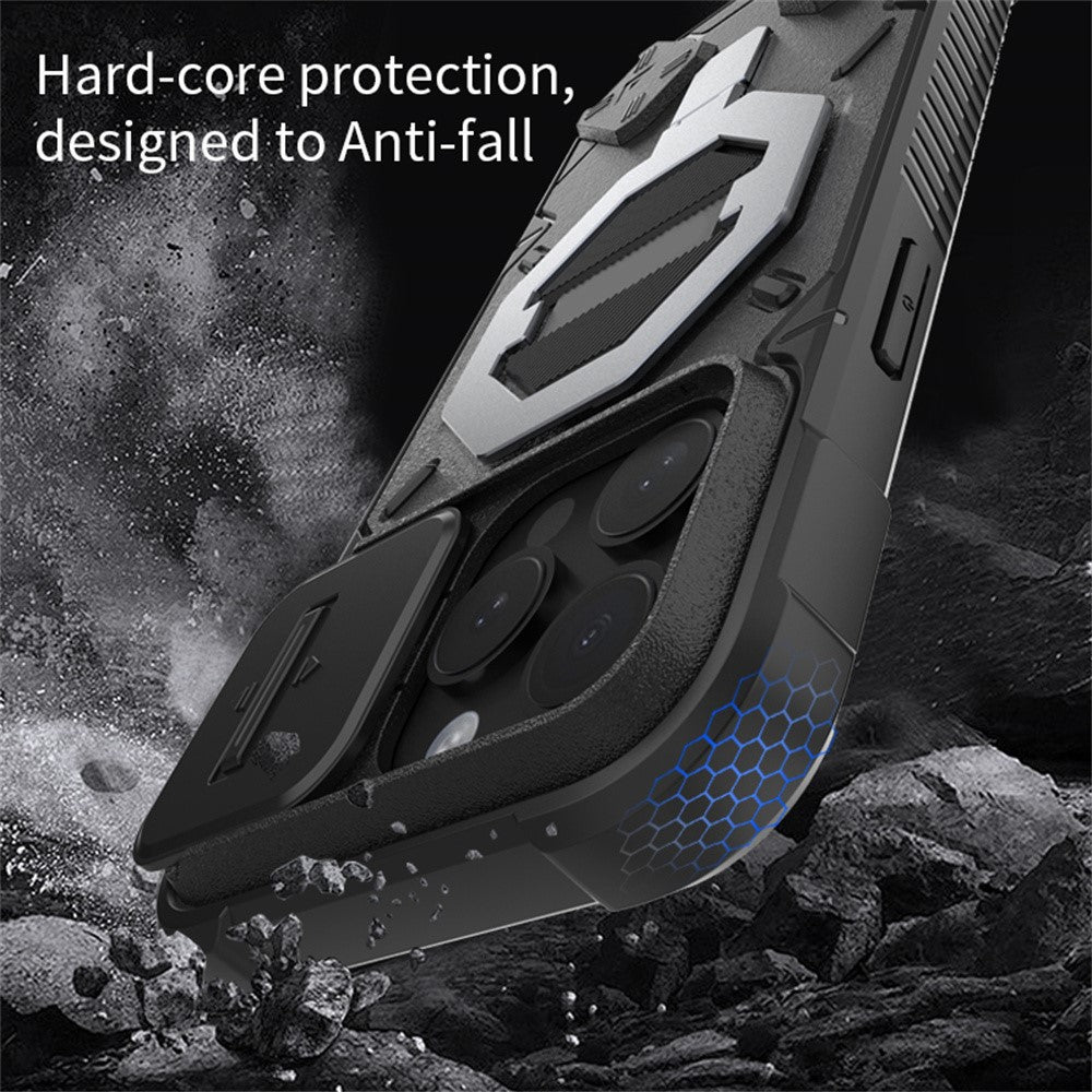 For iPhone 15 Pro Max Case Compatible with MagSafe PC+TPU Kickstand Phone Cover with Lanyard