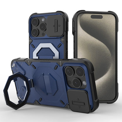 For iPhone 15 Pro Max Case Compatible with MagSafe PC+TPU Kickstand Phone Cover with Lanyard