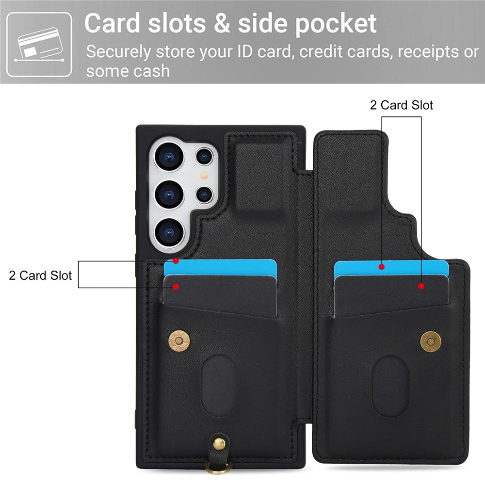 SY-001 For Samsung Galaxy S25 Ultra Case Card Slots Leather Coated TPU Flower Phone Cover