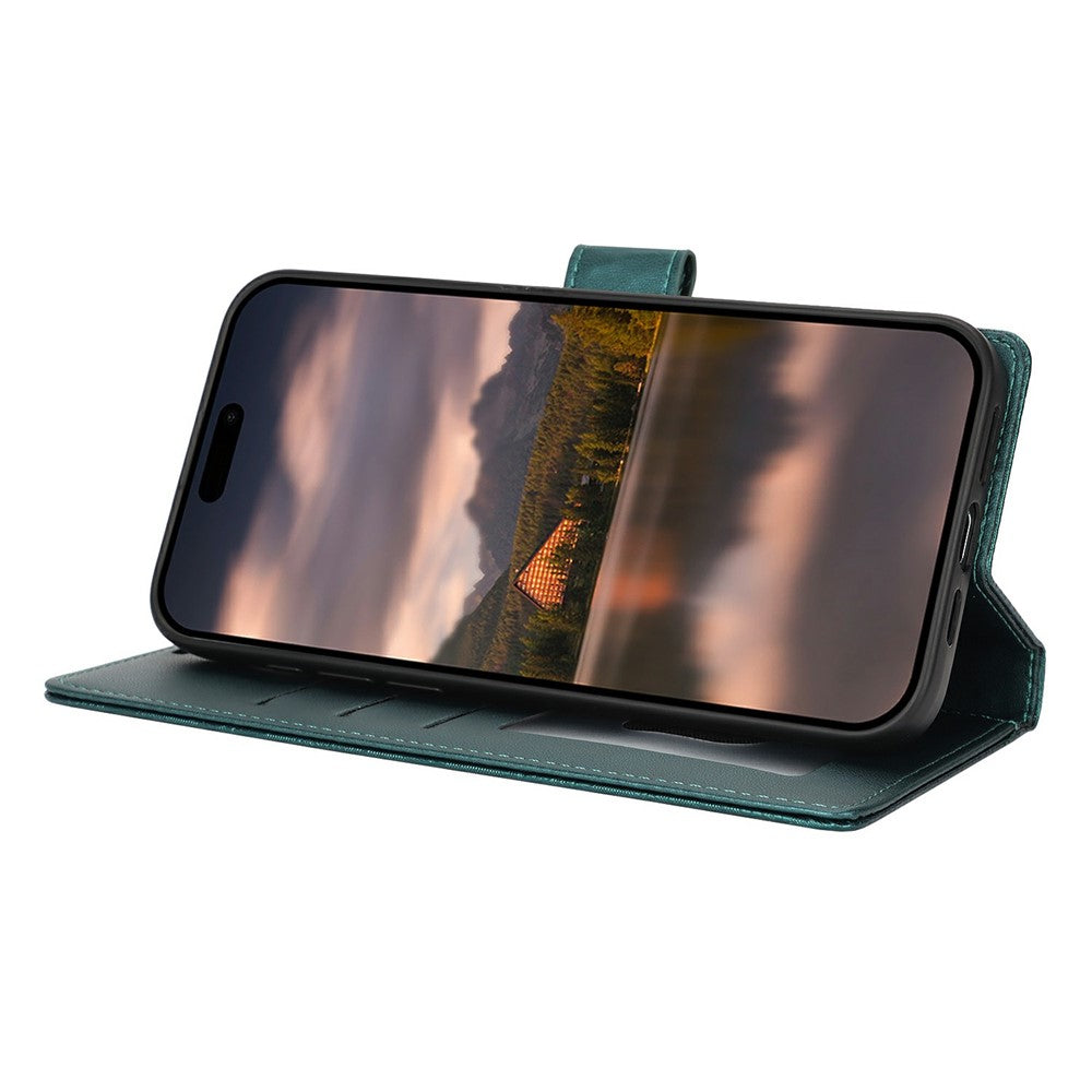 For iPhone 14 / 13 Case with Hand Strap Flower Imprint Leather Wallet Phone Cover