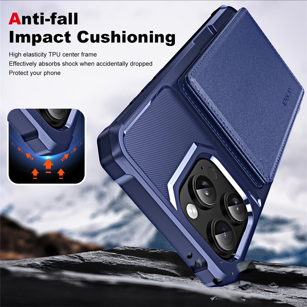 ENKAY For iPhone 14 Pro  Hat-Prince Wallet Card Slot Kickstand PU Leather +TPU Back Phone Cover with Camera Lens Film