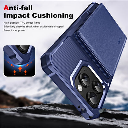 ENKAY For iPhone 14 Pro  Hat-Prince Wallet Card Slot Kickstand PU Leather +TPU Back Phone Cover with Camera Lens Film