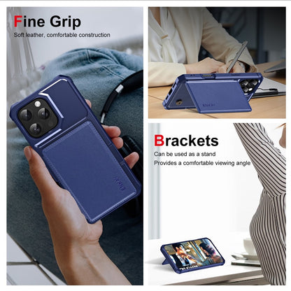 ENKAY For iPhone 14 Pro  Hat-Prince Wallet Card Slot Kickstand PU Leather +TPU Back Phone Cover with Camera Lens Film