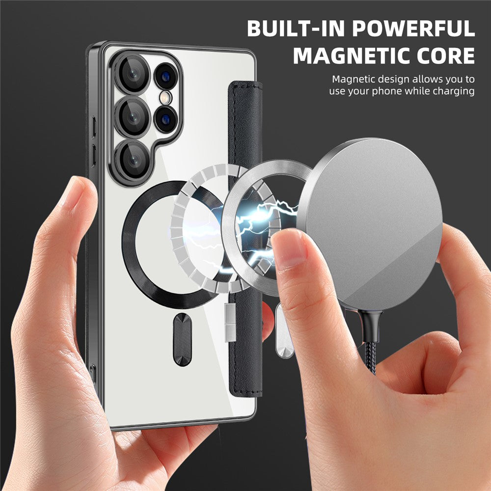 For Samsung Galaxy S25 Ultra Magnetic Case Rhombus PU Leather Phone Cover