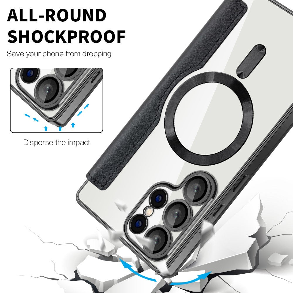 For Samsung Galaxy S25 Ultra Magnetic Case Rhombus PU Leather Phone Cover