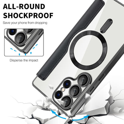 For Samsung Galaxy S25 Ultra Magnetic Case Rhombus PU Leather Phone Cover