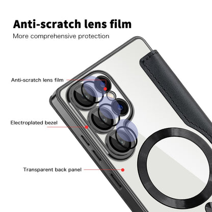 For Samsung Galaxy S25 Ultra Magnetic Case Rhombus PU Leather Phone Cover
