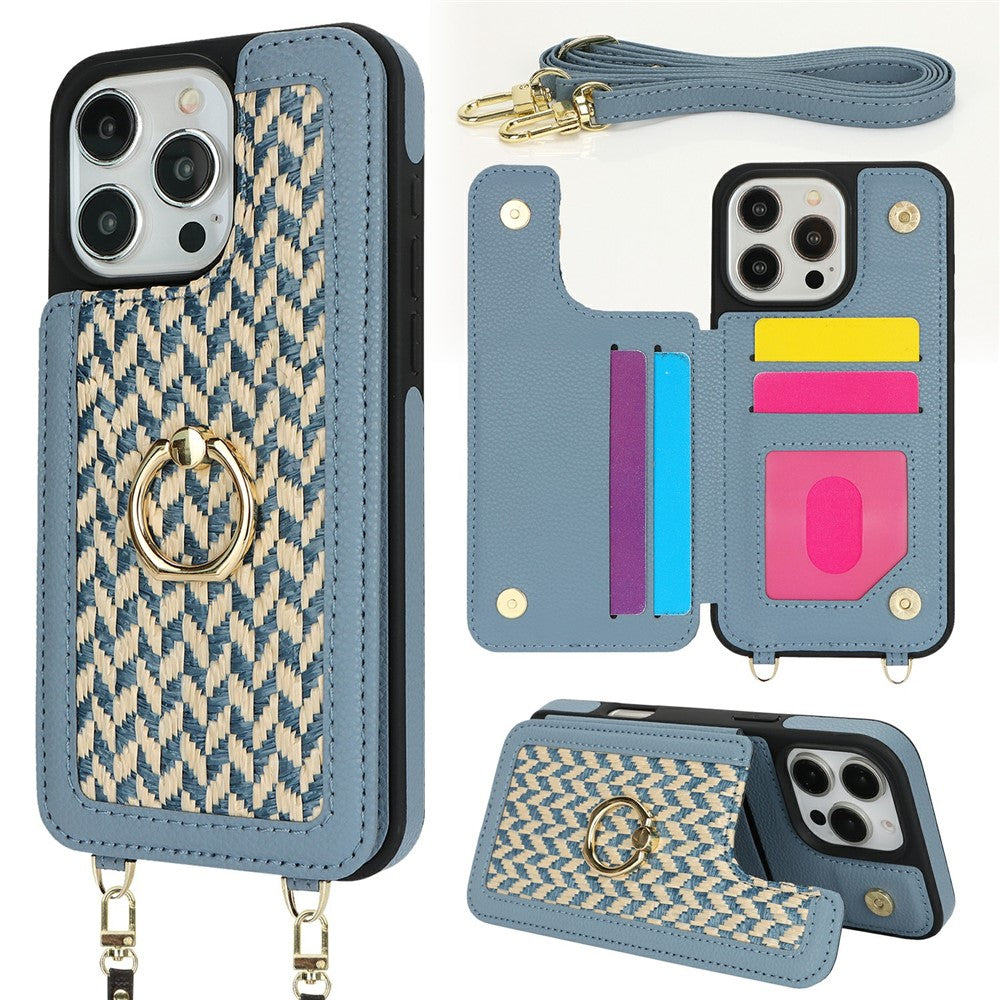 For iPhone 14 Pro Case with Card Holder, Kickstand, RFID Blocking PU+TPU Phone Back Cover