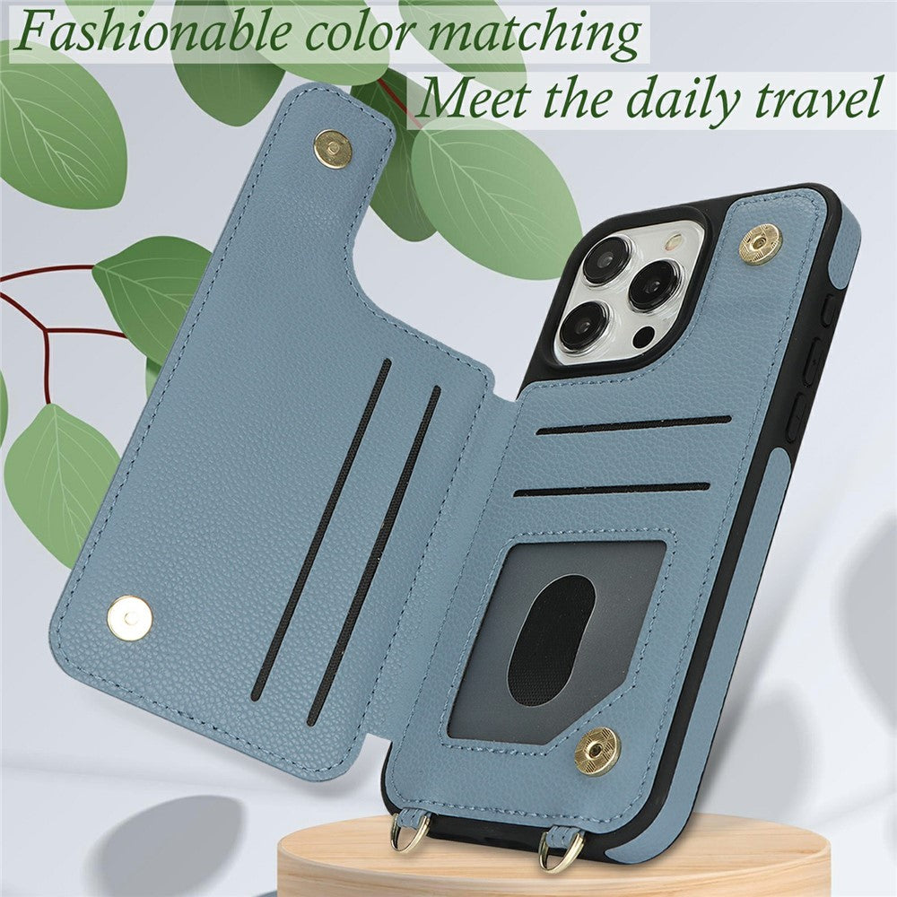 For iPhone 14 Pro Case with Card Holder, Kickstand, RFID Blocking PU+TPU Phone Back Cover