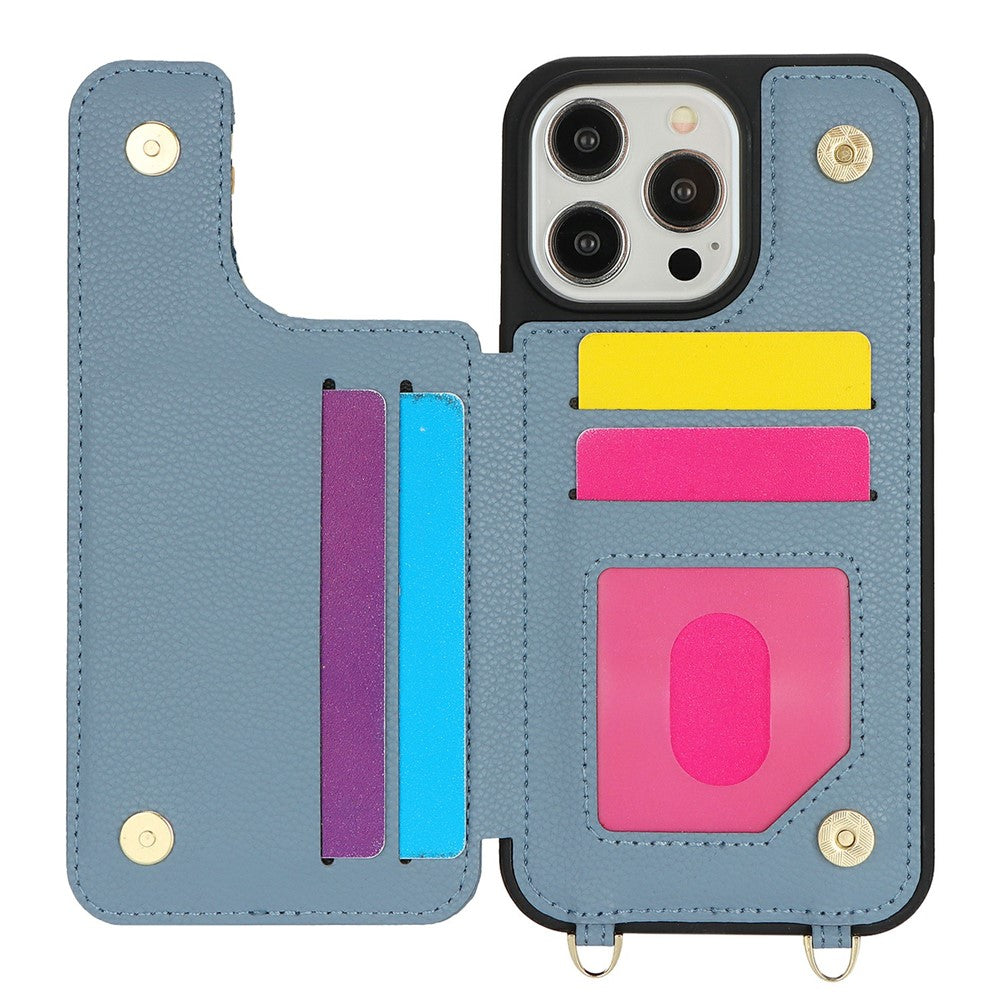 For iPhone 14 Pro Case with Card Holder, Kickstand, RFID Blocking PU+TPU Phone Back Cover