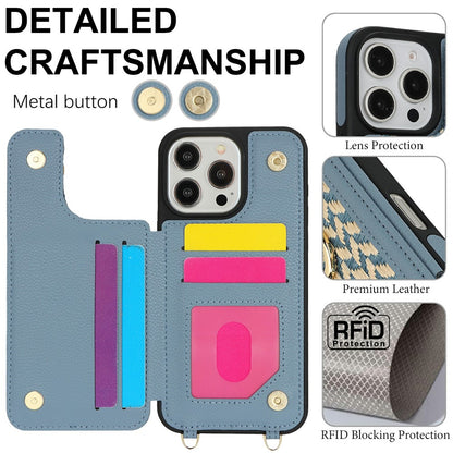 For iPhone 14 Pro Case with Card Holder, Kickstand, RFID Blocking PU+TPU Phone Back Cover