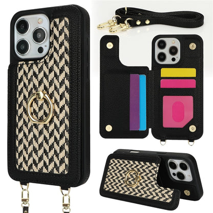 For iPhone 14 Pro Case with Card Holder, Kickstand, RFID Blocking PU+TPU Phone Back Cover