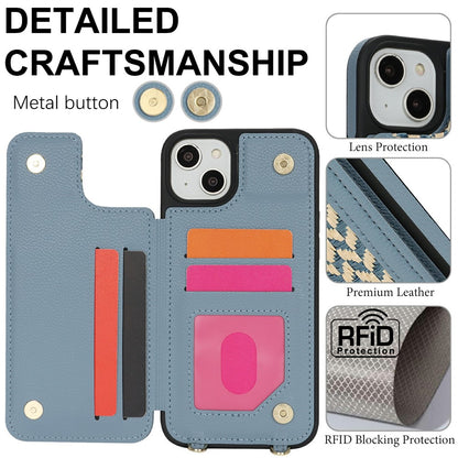 For iPhone 14  /  13 Case with Card Holder, Kickstand, RFID Blocking PU+TPU Phone Back Cover