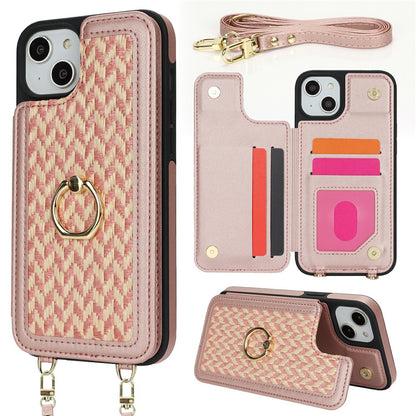 For iPhone 14  /  13 Case with Card Holder, Kickstand, RFID Blocking PU+TPU Phone Back Cover